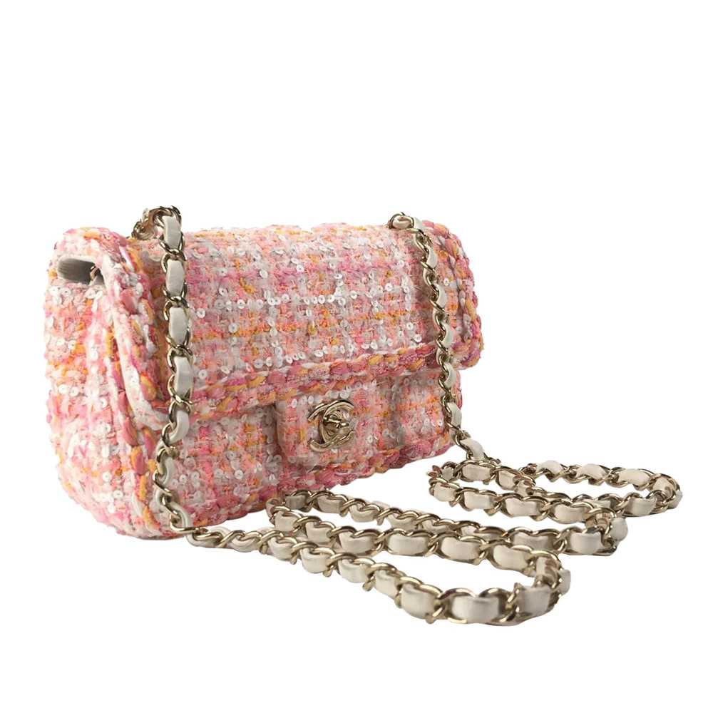 Pink Chanel Mini Classic Rectangular Tweed Flap B… - image 4