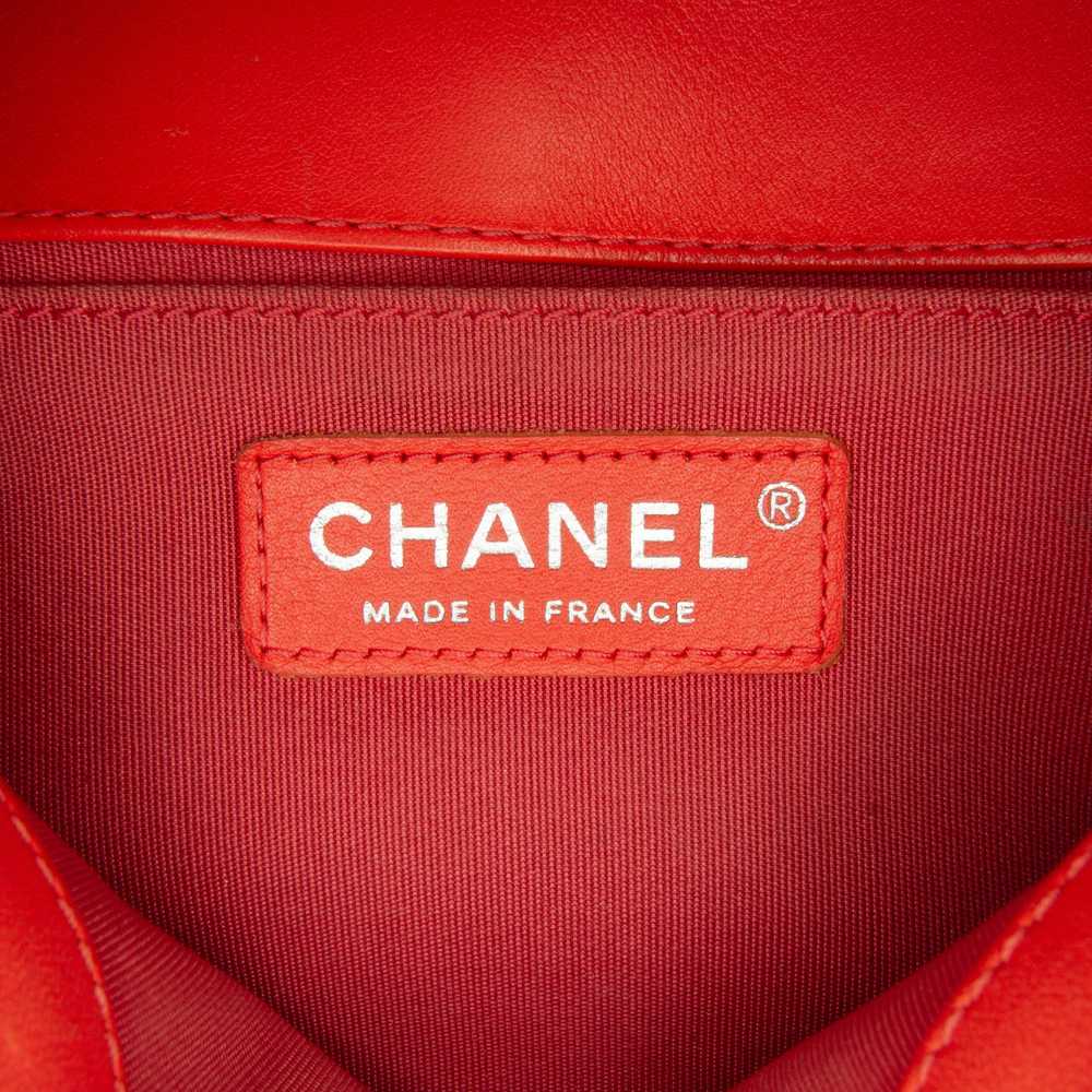 Red Chanel Medium Calfskin Chevron Boy Flap Cross… - image 7