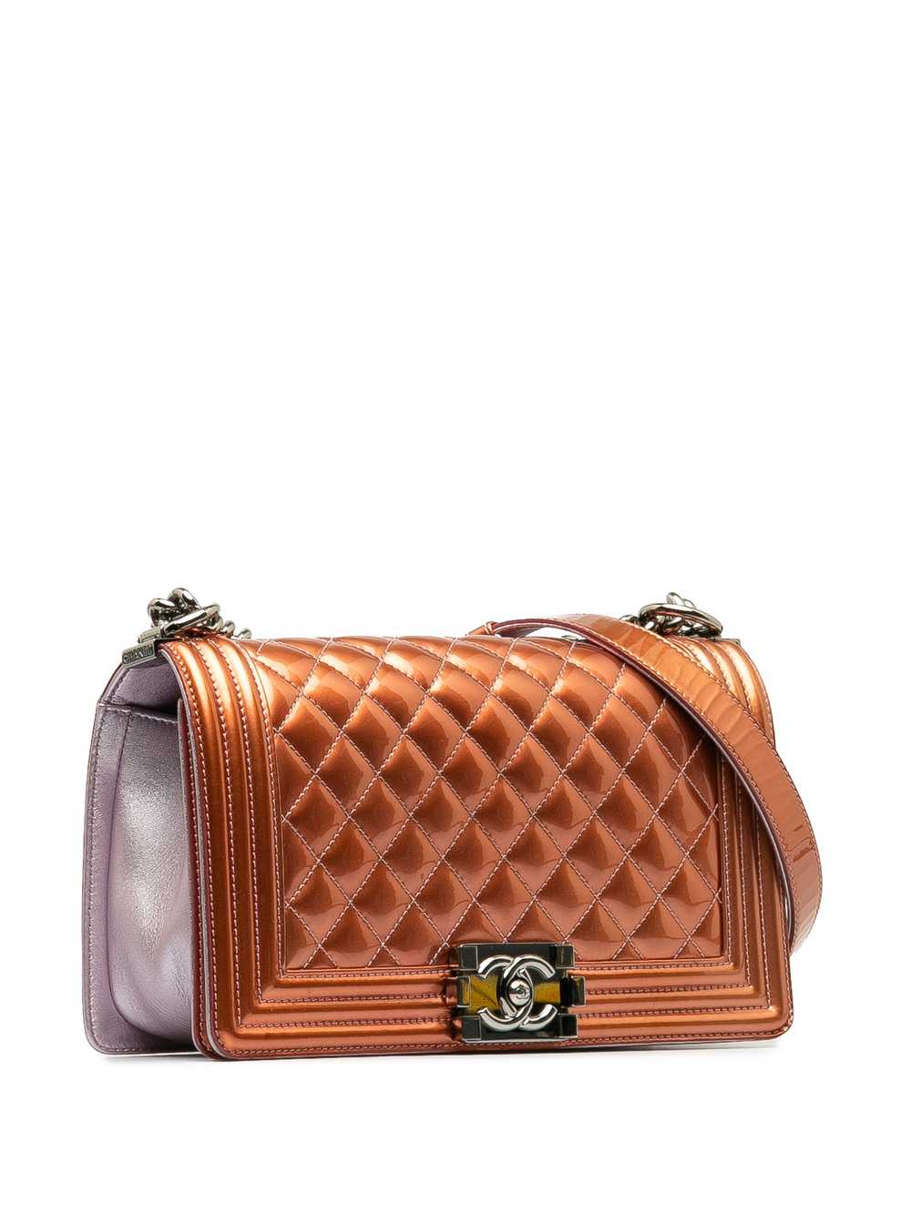 Brown Chanel Medium Patent Boy Flap Bag - image 2