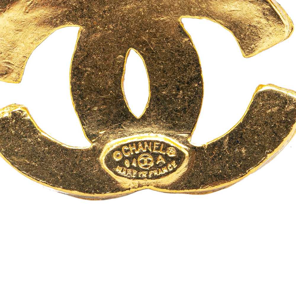 Gold Chanel Gold Plated Triple CC Brooch - image 3