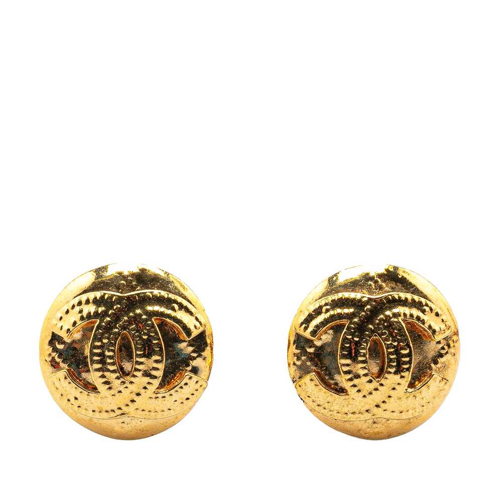 Gold Chanel Gold Plated CC Clip On Earrings - image 1