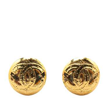 Gold Chanel Gold Plated CC Clip On Earrings - image 1