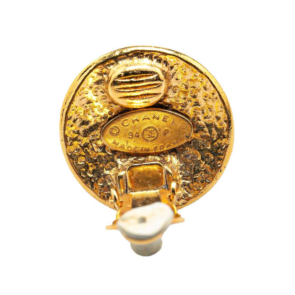 Gold Chanel Gold Plated CC Clip On Earrings - image 3