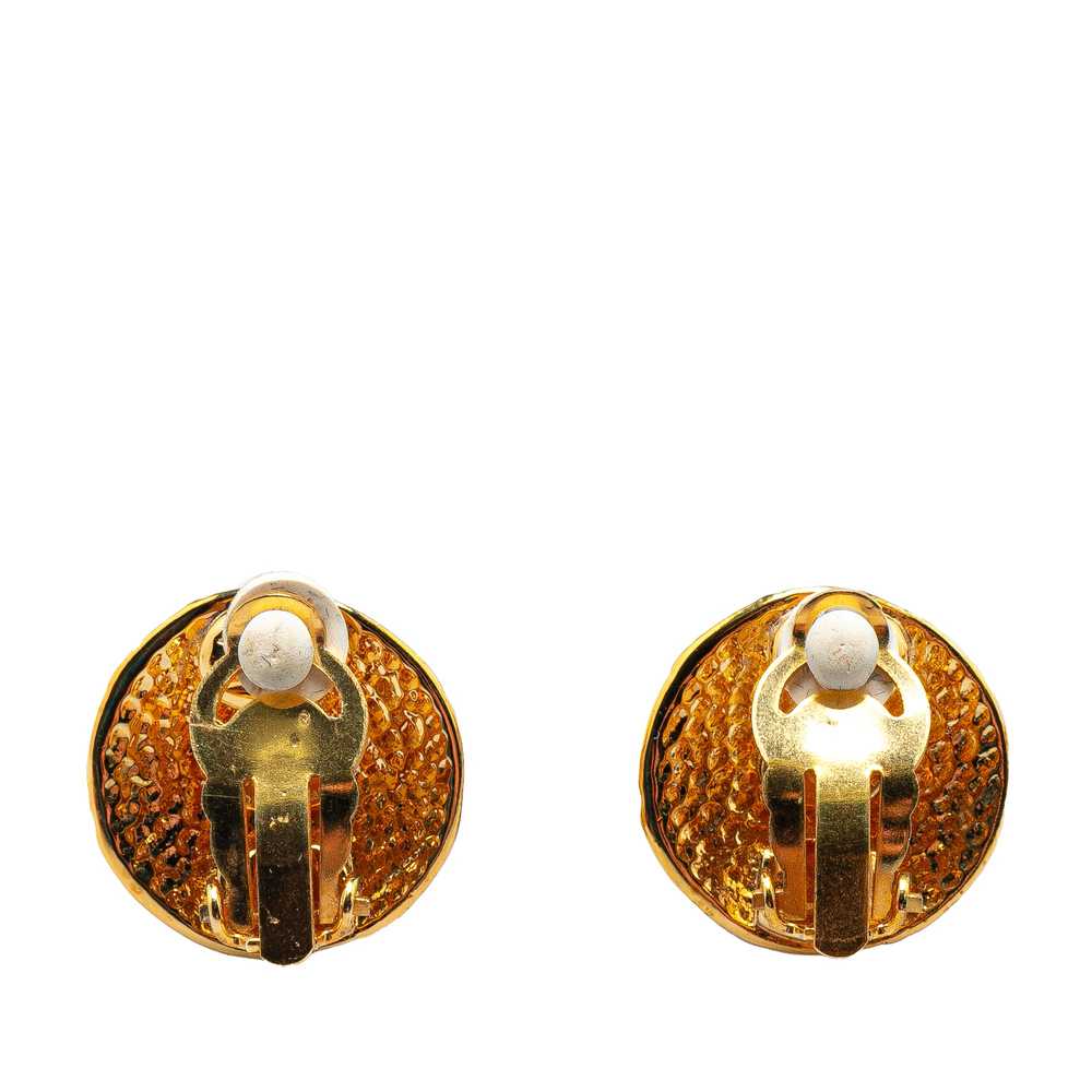 Gold Chanel Gold Plated CC Round Clip on Earrings - image 2