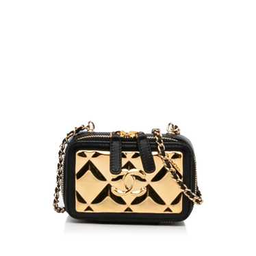 Gold Chanel CC Quilted Golden Plate Vanity Crossb… - image 1