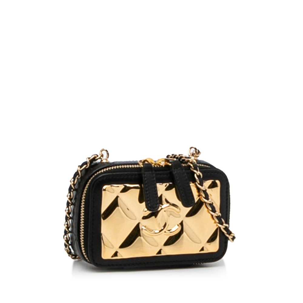 Gold Chanel CC Quilted Golden Plate Vanity Crossb… - image 2