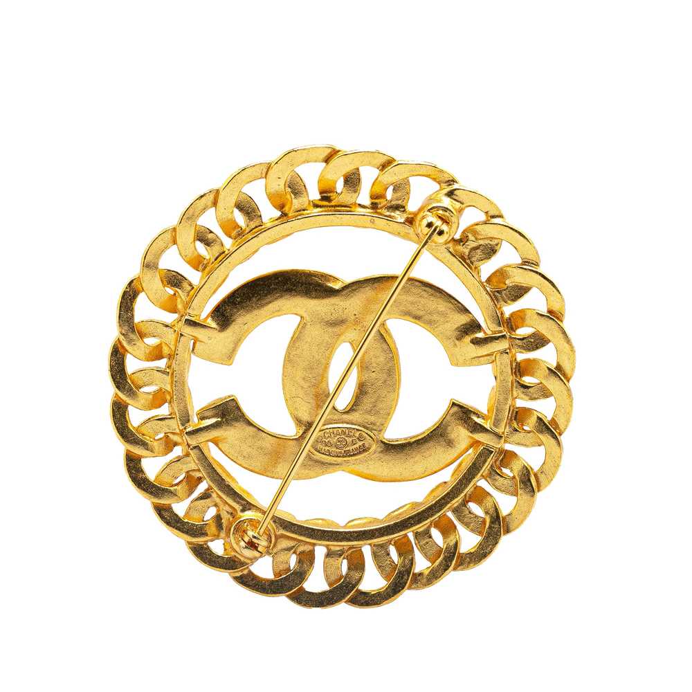 Gold Chanel Gold Plated CC Chain Brooch - image 2