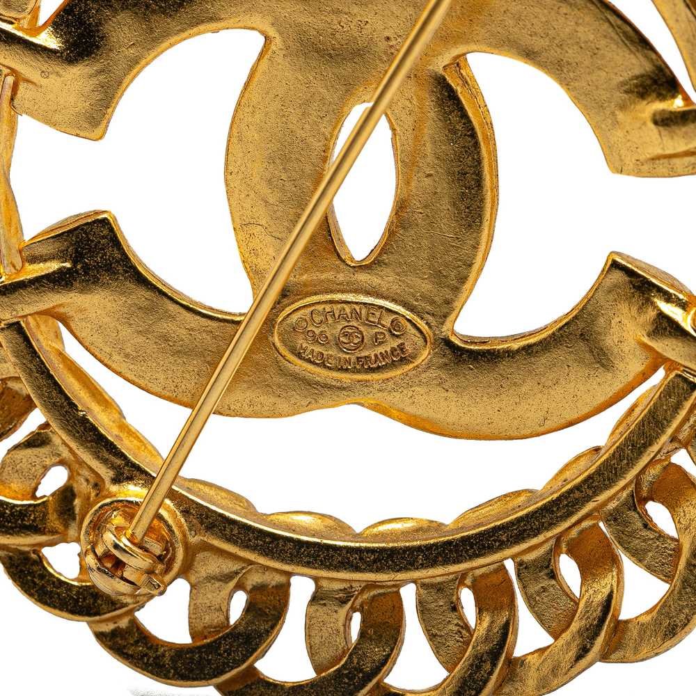 Gold Chanel Gold Plated CC Chain Brooch - image 3