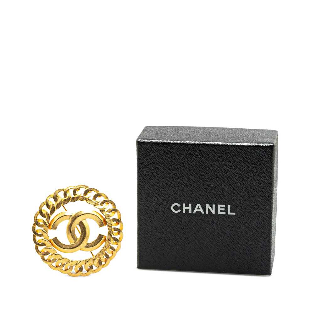 Gold Chanel Gold Plated CC Chain Brooch - image 4