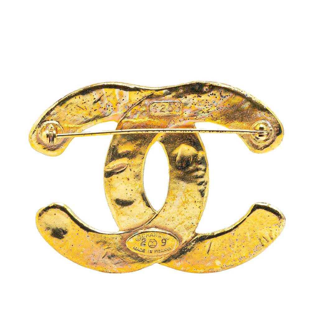 Gold Chanel Gold Plated CC Brooch - image 2