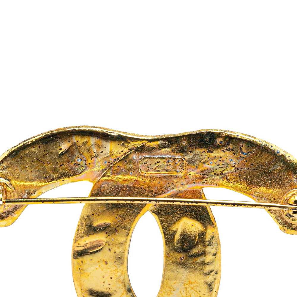 Gold Chanel Gold Plated CC Brooch - image 3