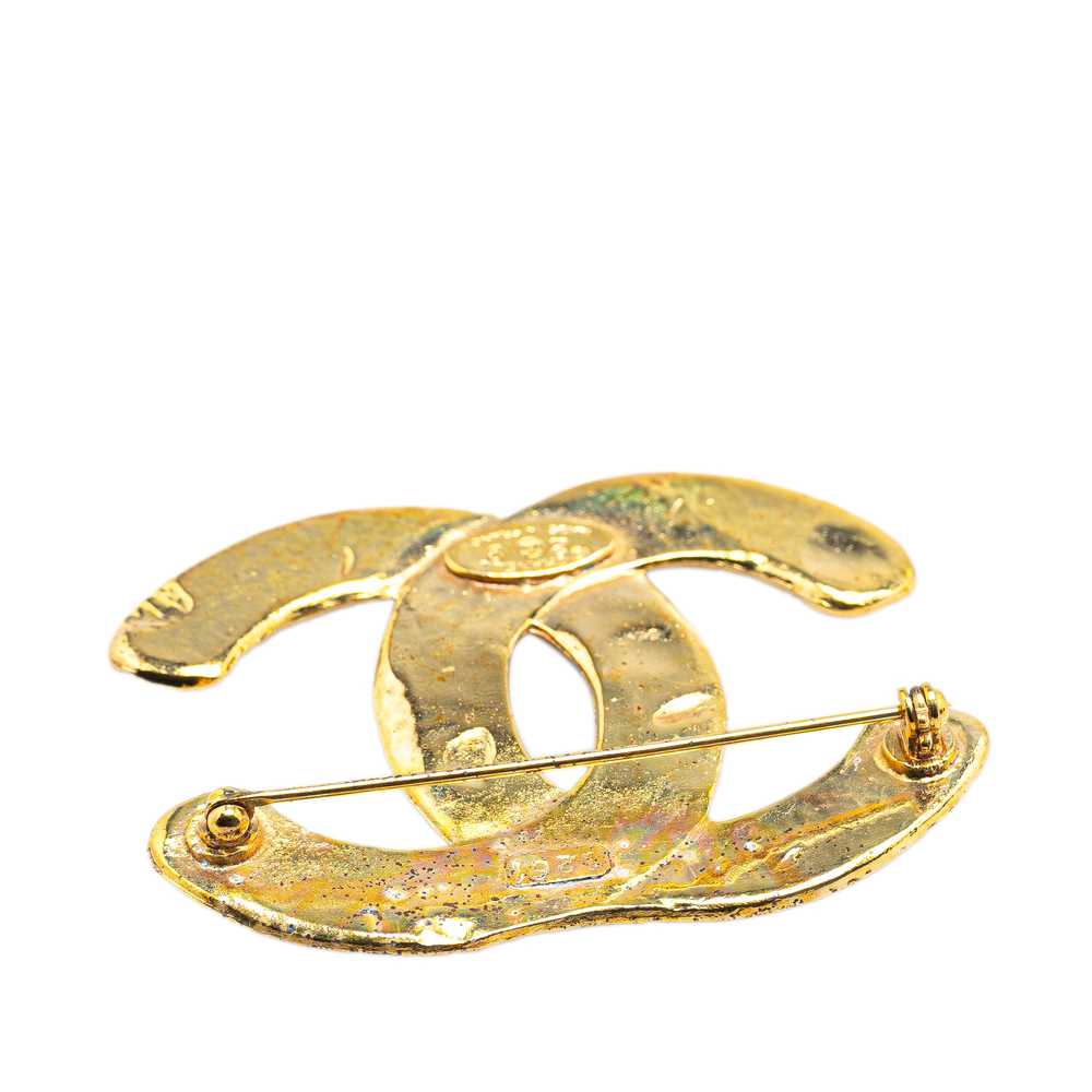 Gold Chanel Gold Plated CC Brooch - image 5
