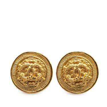 Gold Chanel Gold Plated CC Clip On Earrings - image 1