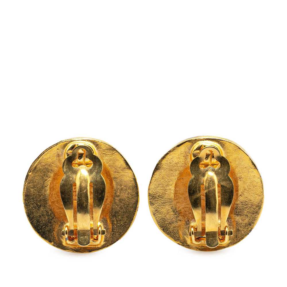Gold Chanel Gold Plated CC Clip On Earrings - image 2