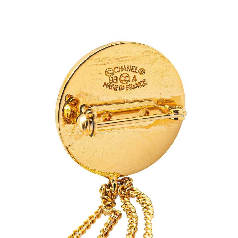 Gold Chanel Gold Plated CC Quilted Flap Bag Brooch - image 3