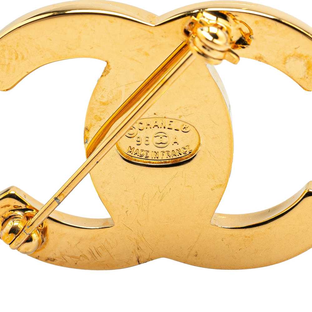 Gold Chanel Gold Plated CC Turn-Lock Brooch - image 3