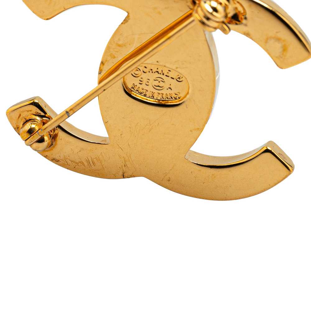 Gold Chanel Gold Plated CC Turn-Lock Brooch - image 4