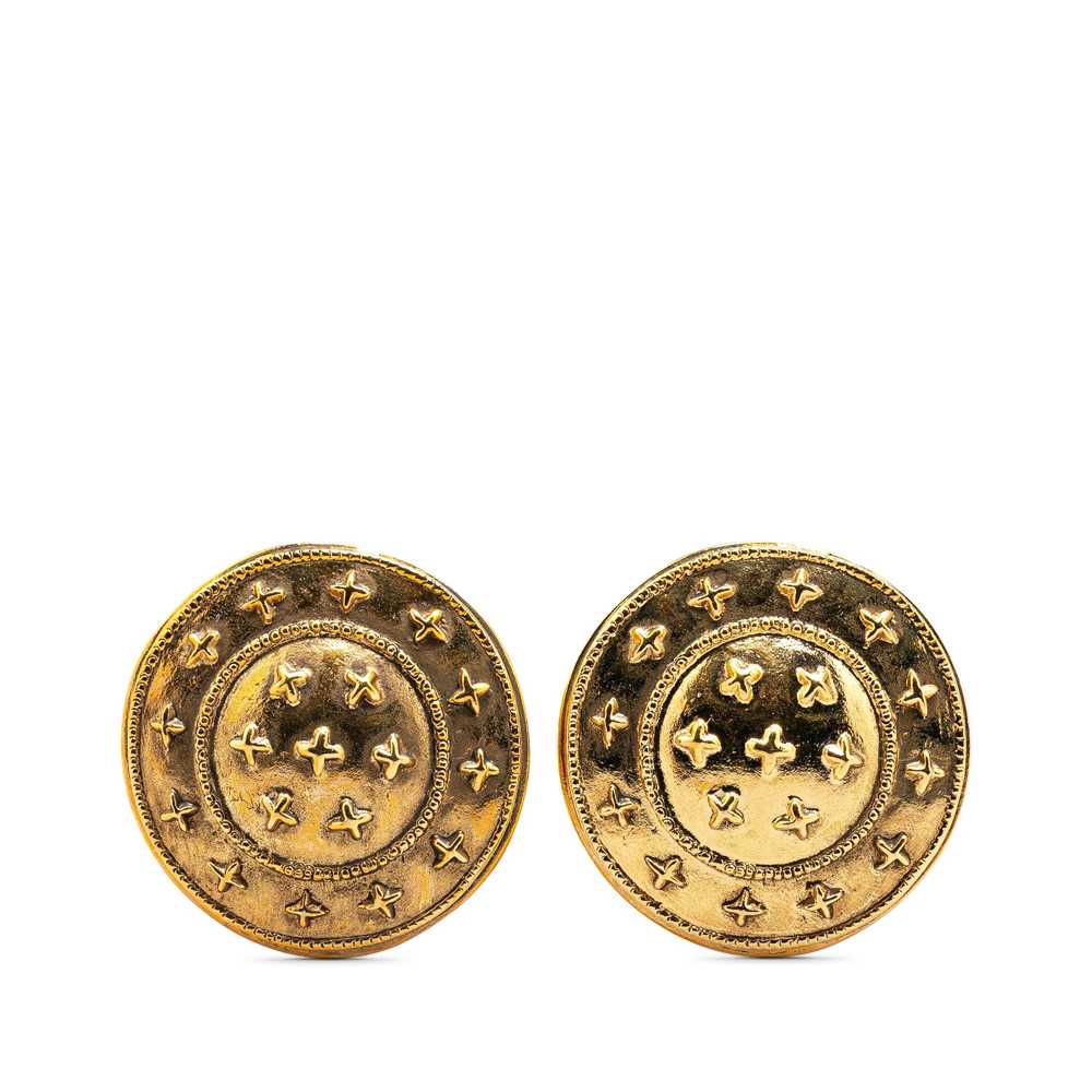 Gold Chanel Gold Plated Round Clip on Earrings - image 1