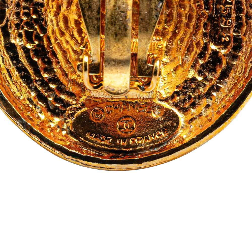 Gold Chanel Gold Plated Round Clip on Earrings - image 3