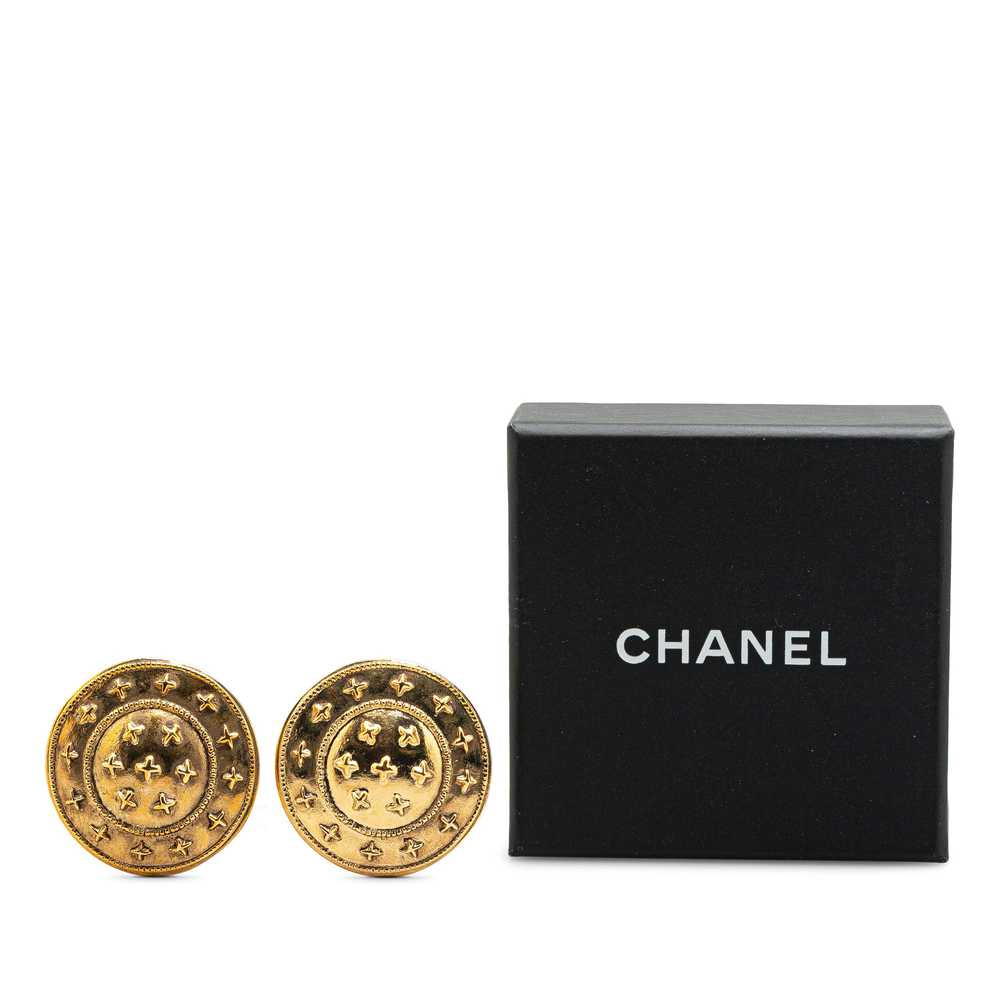 Gold Chanel Gold Plated Round Clip on Earrings - image 4
