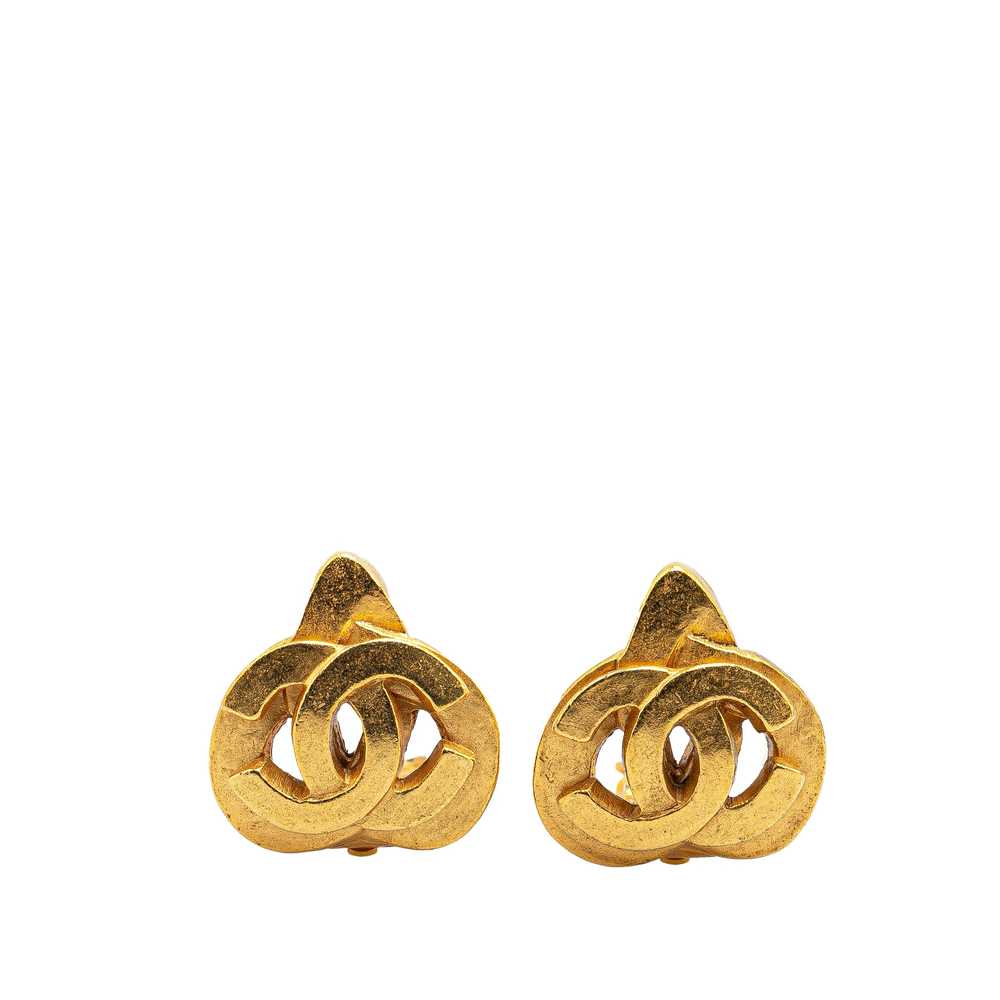 Gold Chanel Gold Plated CC Clip On Earrings - image 1