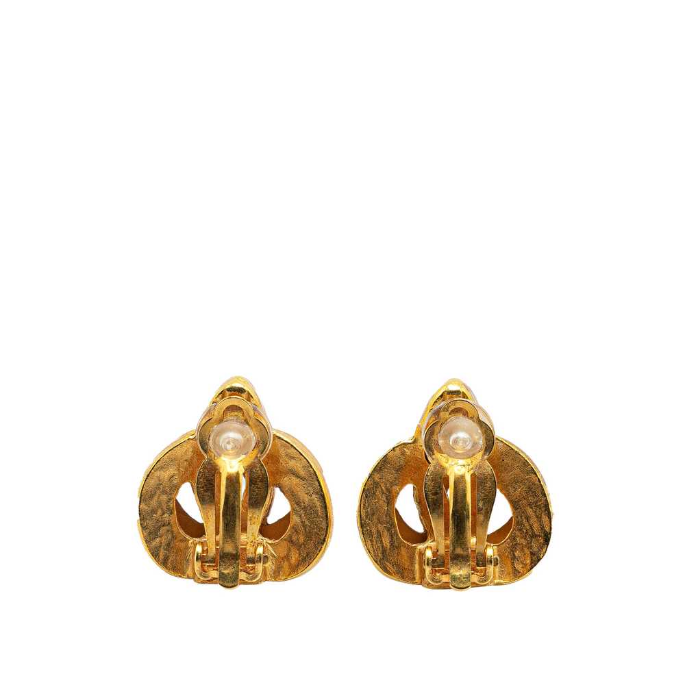 Gold Chanel Gold Plated CC Clip On Earrings - image 2