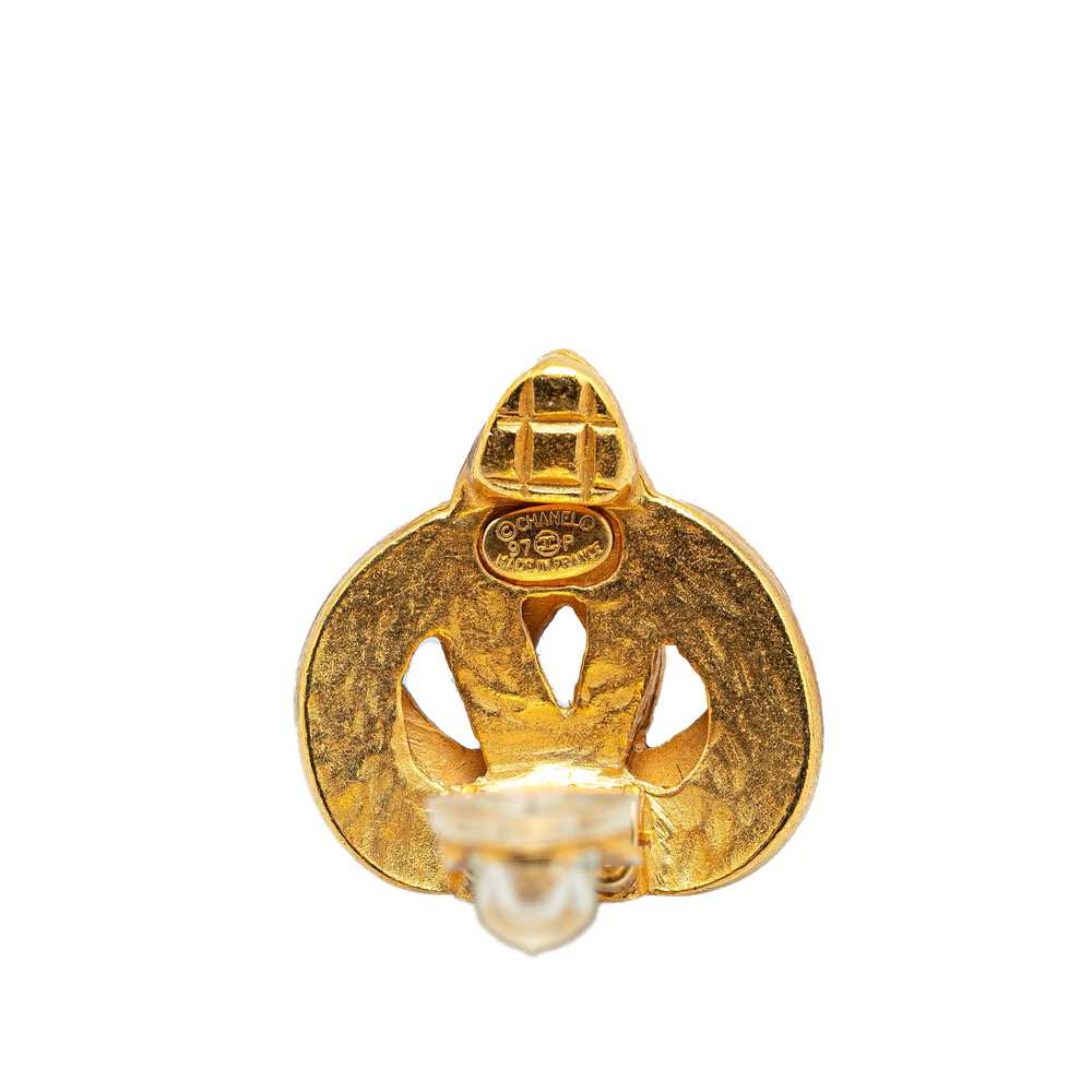 Gold Chanel Gold Plated CC Clip On Earrings - image 3