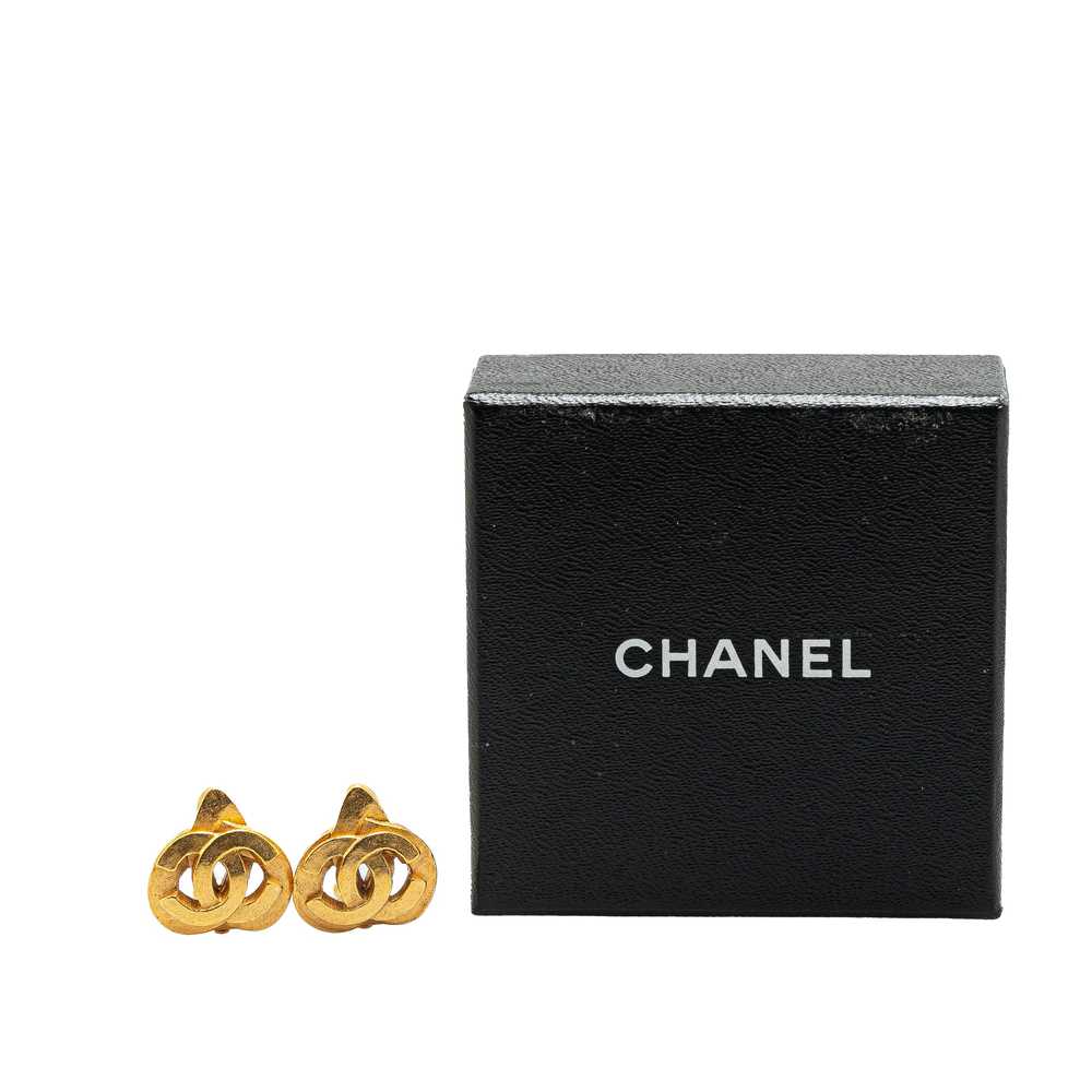 Gold Chanel Gold Plated CC Clip On Earrings - image 4