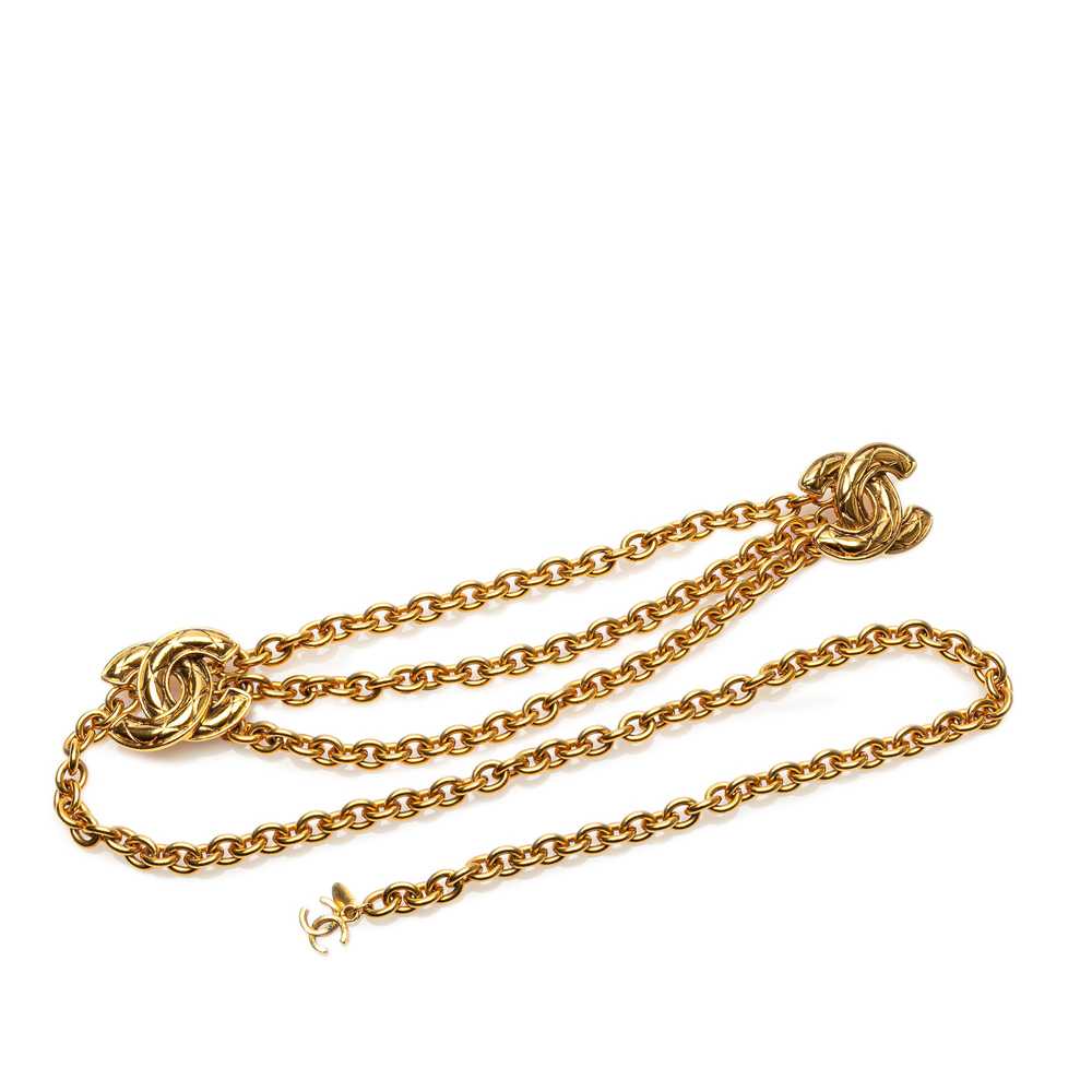 Gold Chanel Gold Plated Quilted CC Chain Belt - image 1