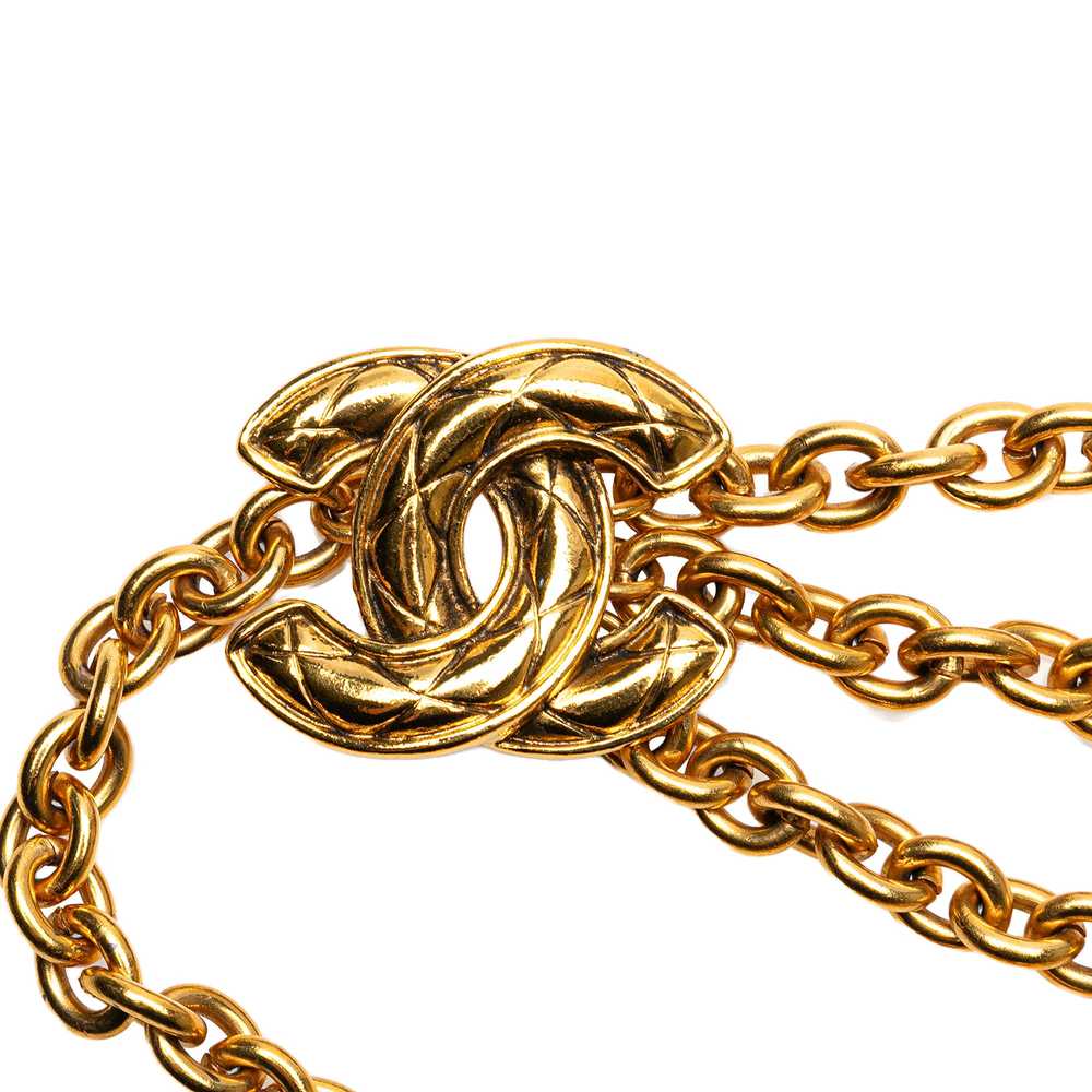 Gold Chanel Gold Plated Quilted CC Chain Belt - image 2