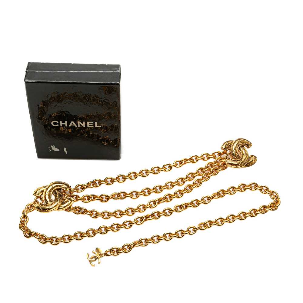 Gold Chanel Gold Plated Quilted CC Chain Belt - image 6