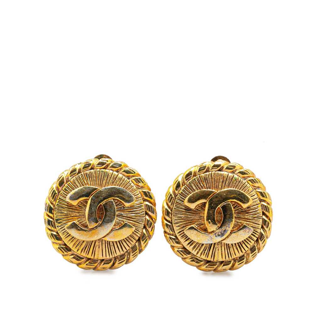 Gold Chanel Gold-Plated CC Clip On Earrings - image 1