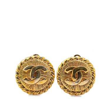 Gold Chanel Gold-Plated CC Clip On Earrings - image 1