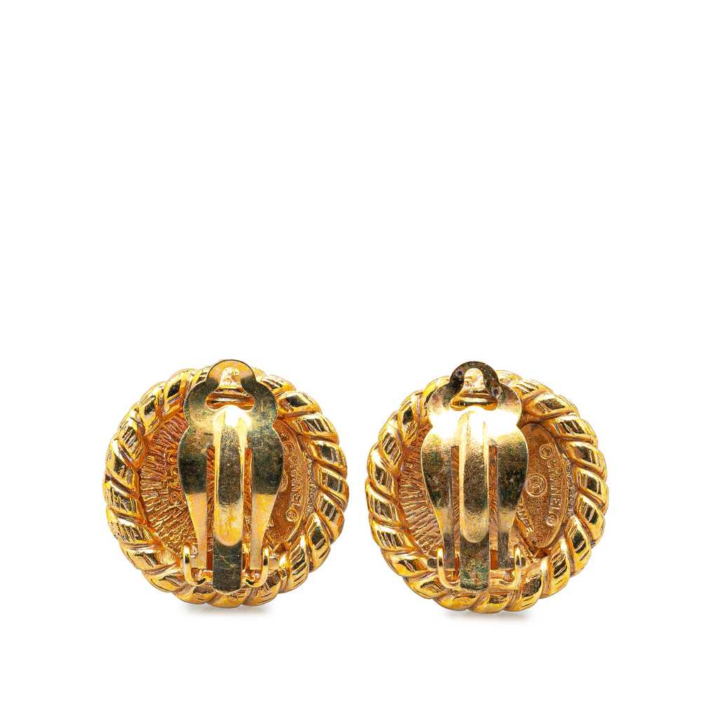 Gold Chanel Gold-Plated CC Clip On Earrings - image 2