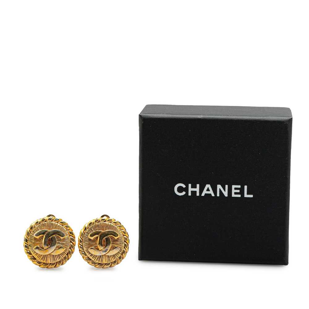 Gold Chanel Gold-Plated CC Clip On Earrings - image 5