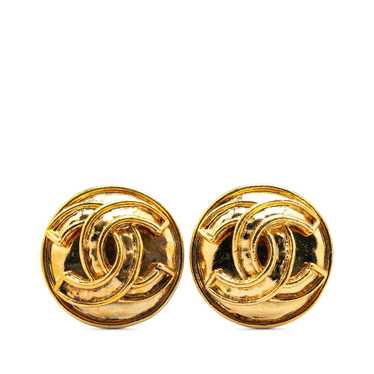 Gold Chanel Gold Plated CC Clip On Earrings - image 1
