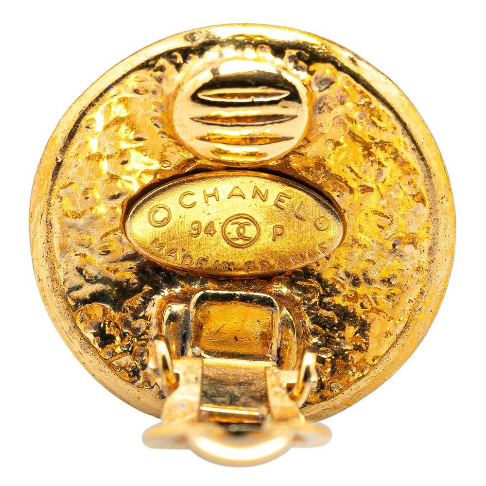 Gold Chanel Gold Plated CC Clip On Earrings - image 3