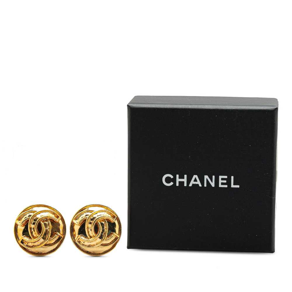 Gold Chanel Gold Plated CC Clip On Earrings - image 4