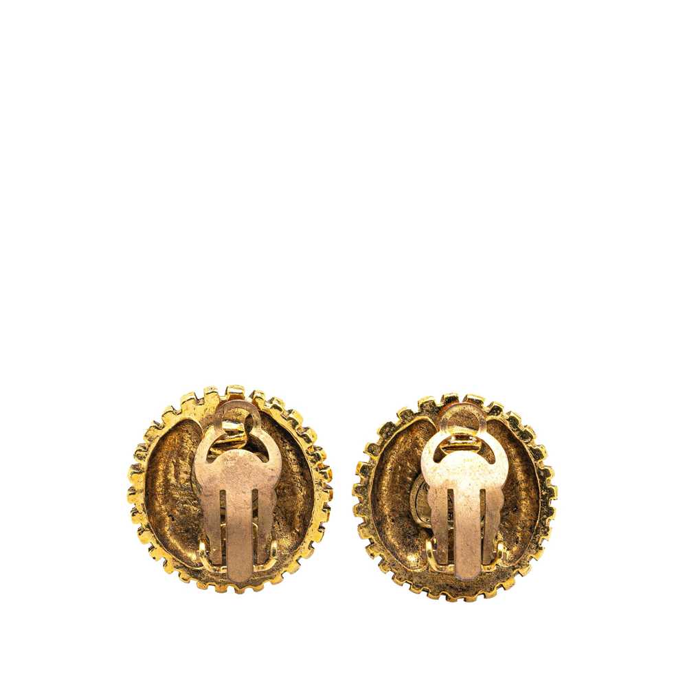 Gold Chanel Gold Plated CC Round Clip on Earrings - image 2
