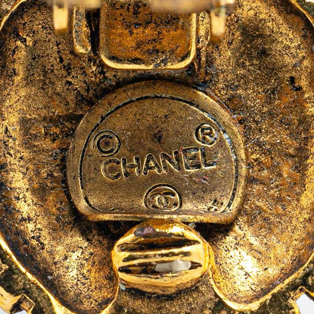 Gold Chanel Gold Plated CC Round Clip on Earrings - image 3