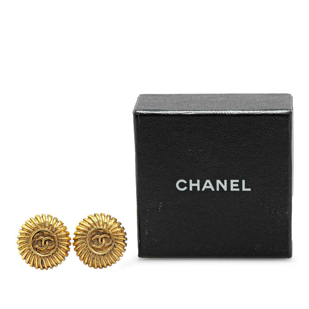 Gold Chanel Gold Plated CC Round Clip on Earrings - image 4