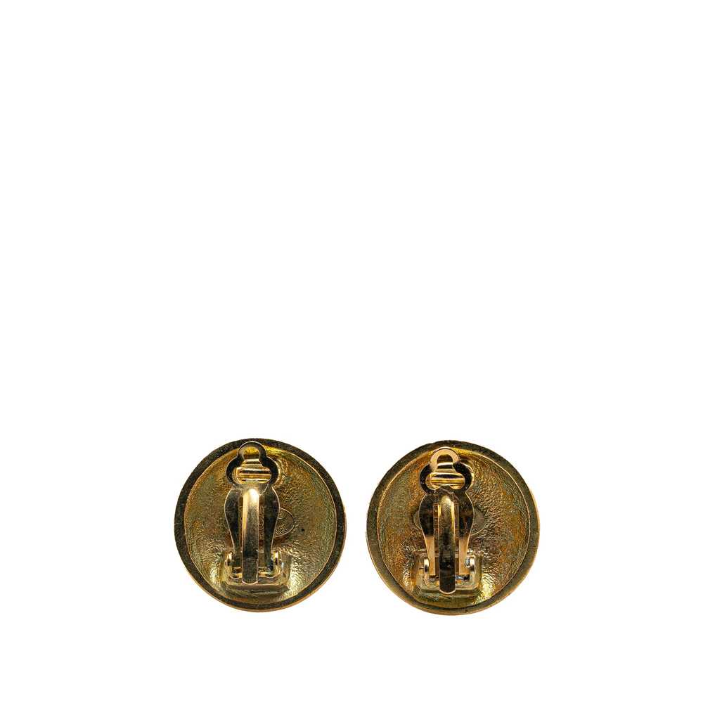 Gold Chanel Gold Plated CC Clip On Earrings - image 2