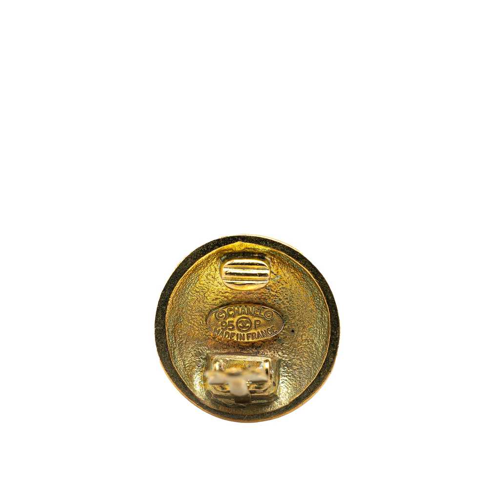 Gold Chanel Gold Plated CC Clip On Earrings - image 3