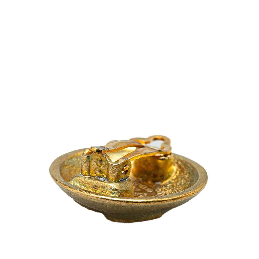 Gold Chanel Gold Plated CC Clip On Earrings - image 4
