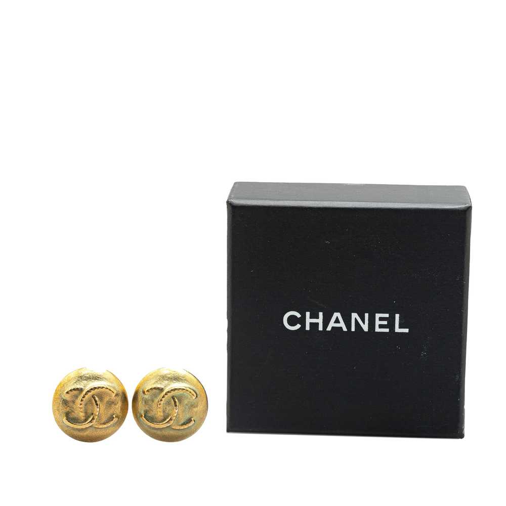 Gold Chanel Gold Plated CC Clip On Earrings - image 5