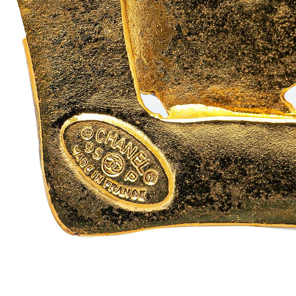 Gold Chanel Gold Plated CC Heart Brooch - image 3