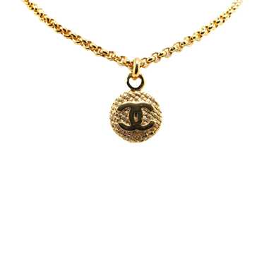Gold Chanel Gold Plated CC Round Pendant Necklace - image 1