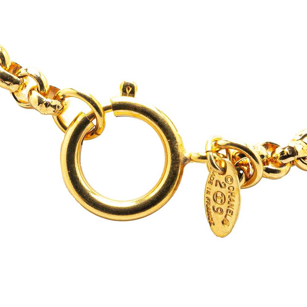 Gold Chanel Gold Plated CC Round Pendant Necklace - image 2