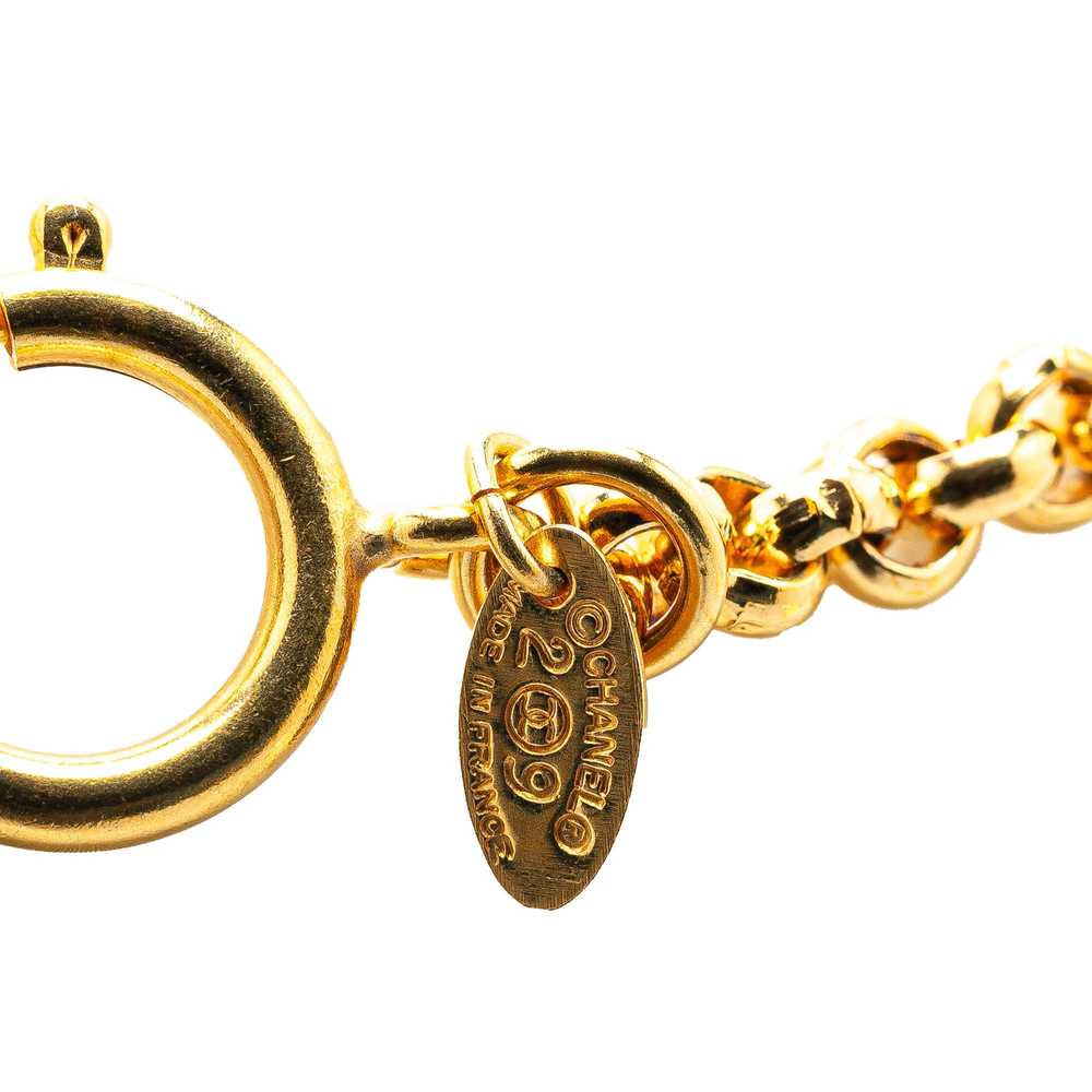 Gold Chanel Gold Plated CC Round Pendant Necklace - image 3