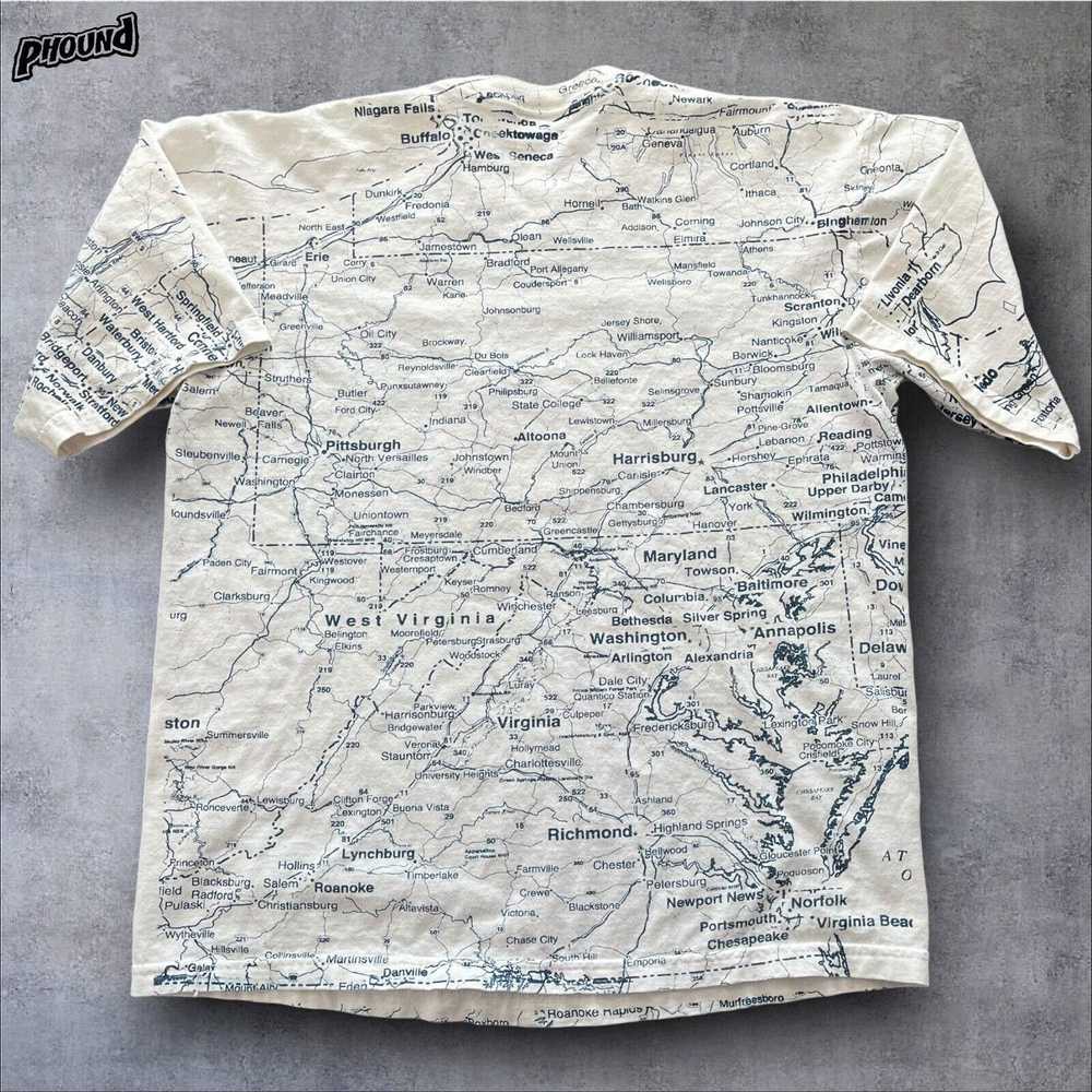 Tee Jays Vtg Pennsylvania Map All Over Print T-Sh… - image 2